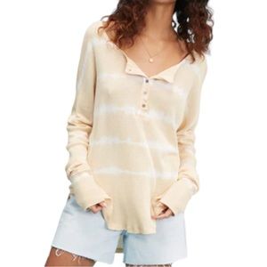 BILLABONG Any Day Henley Thermal Top Tie Dye Size Small Raffia